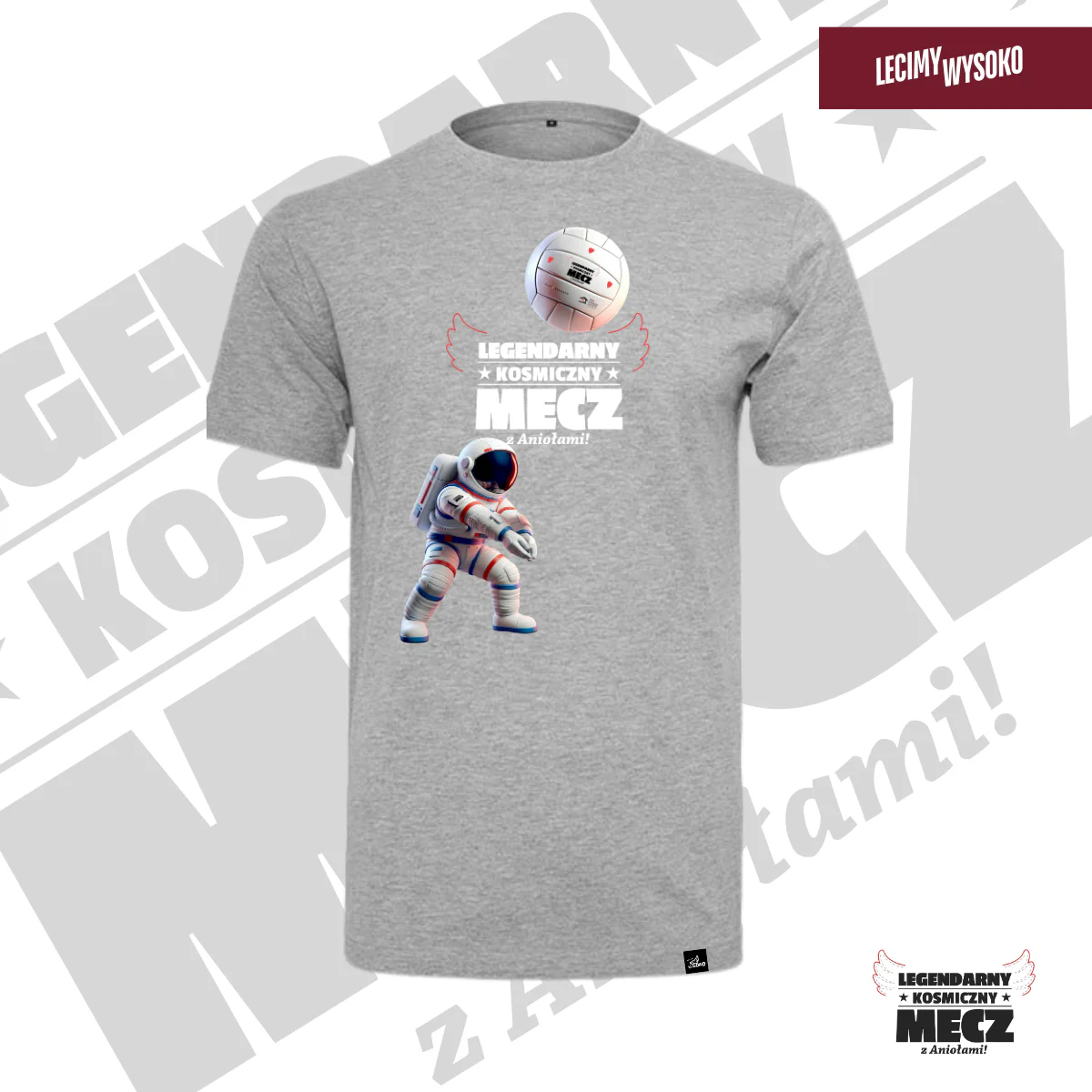 Koszulka Legendarny Kosmiczny Mecz z Aniołami 4.0, kolor szary Koszulka Legendarny Kosmiczny Mecz z Aniołami 4.0, kolor szary, odzież z nadrukiem